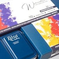 ROSA GALLERY "Monopigmented" akvarellfesték készlet, fém doboz, Indigo, 21 szín, egész szemek