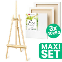 ARTMIE műtermi festőállvány készlet és 3 db ECO 40x50 cm festővászon