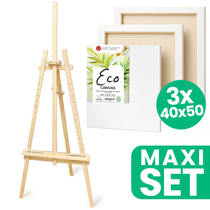 ARTMIE műtermi festőállvány készlet és 3 db ECO 40x50 cm festővászon