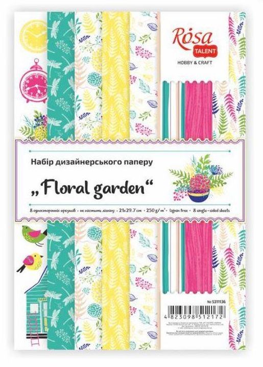 Scrapbooking papírkészlet Floral garden 21 x 29.7 cm