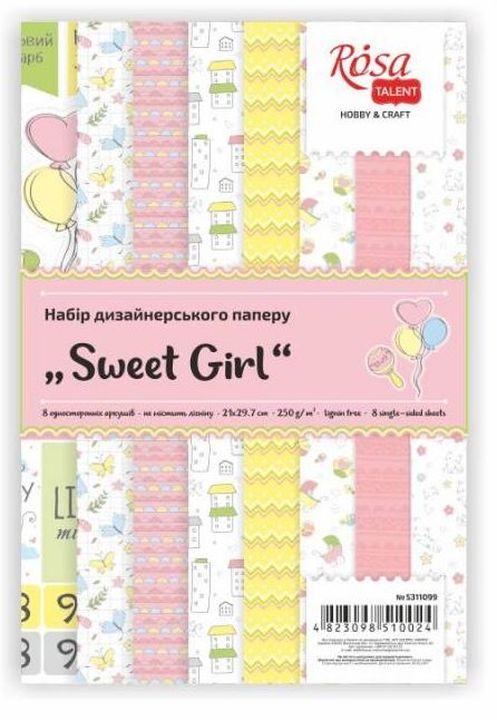 Scrapbooking papírkészlet Sweet Girl 21 x 29.7 cm