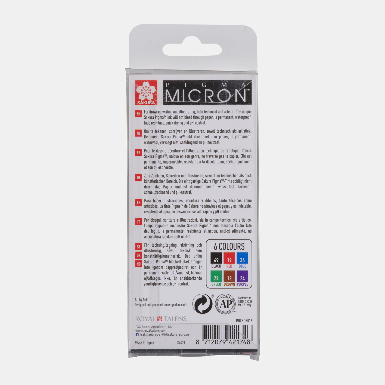 Sakura Pigma Micron 01 tűfilc készlet 0,25 mm – 6 szín