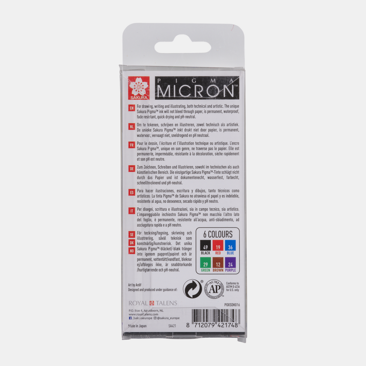 Sakura Pigma Micron 01 tűfilc készlet 0,25 mm – 6 szín