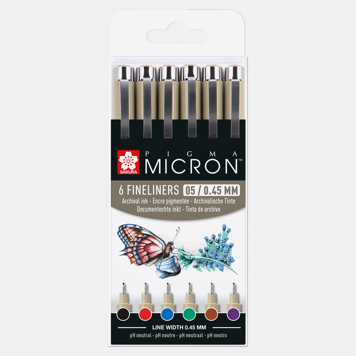 Sakura Pigma Micron 05 tűfilc 0,45 mm – 6 darabos színes készlet