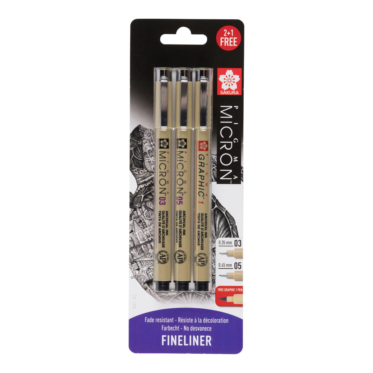 Sakura Pigma Micron és Graphic tűfilc készlet - 3 db-os
