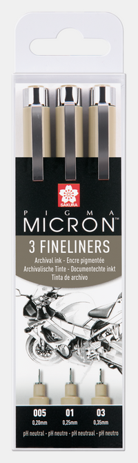 Sakura Pigma Micron fineliner készlet Design 3 db – 0,20 / 0,25 / 0,30 mm, fekete
