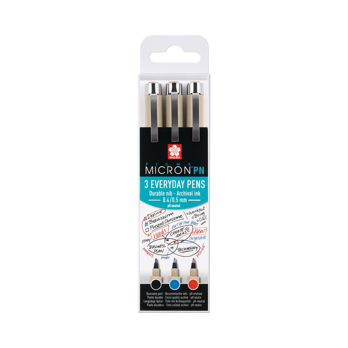 SAKURA Pigma Micron PN tűfilc készlet 3 db - Black, Blue, Red