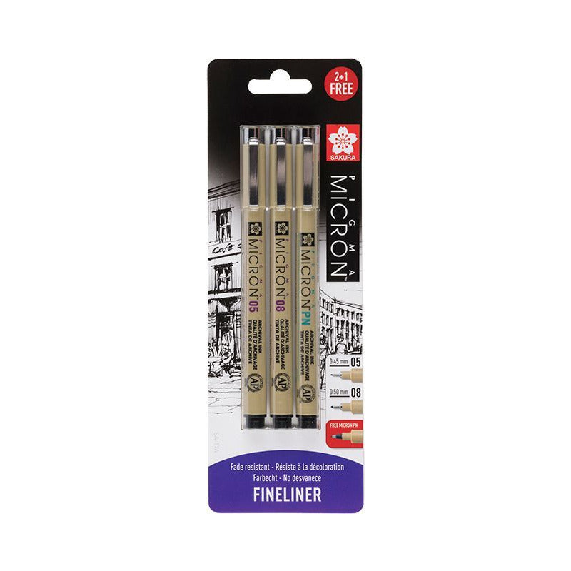 Sakura Pigma Micron tűfilc készlet - 3 db-os, fekete