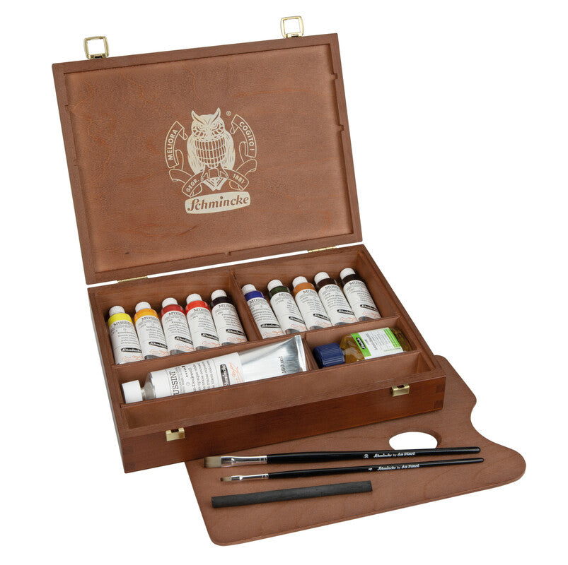 Schmincke MUSSINI fadobozos készlet, 10 x 35 ml + fehér 150 ml