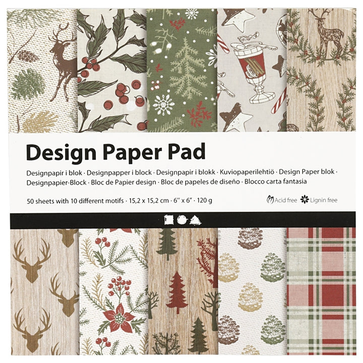 Scrapbooking papír Christmas 15.2 x 15.2 cm - 50 lapos