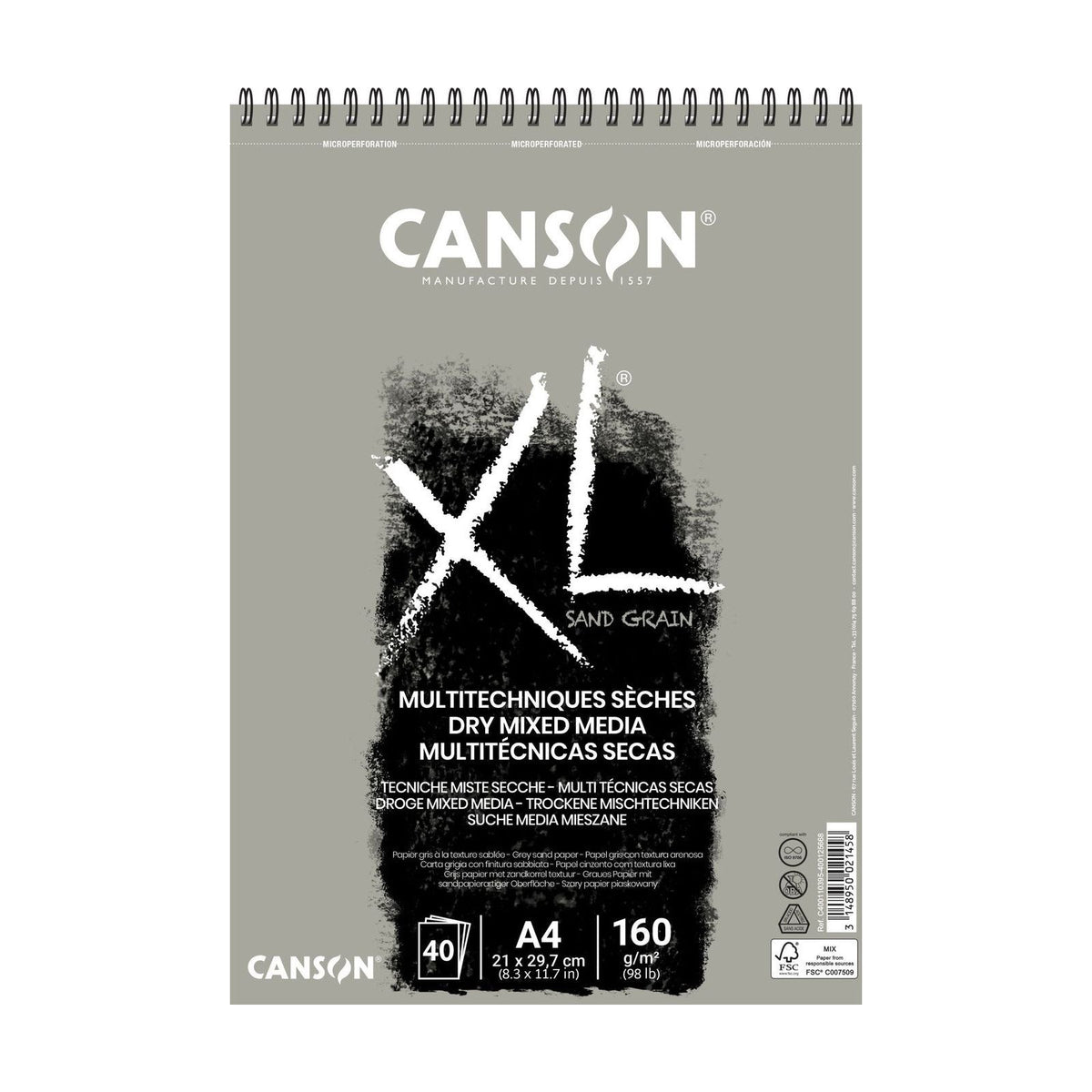 Skicovací blok CANSON XL Touch szürke 160 g/m² A4 – A3 - 40 lapos
