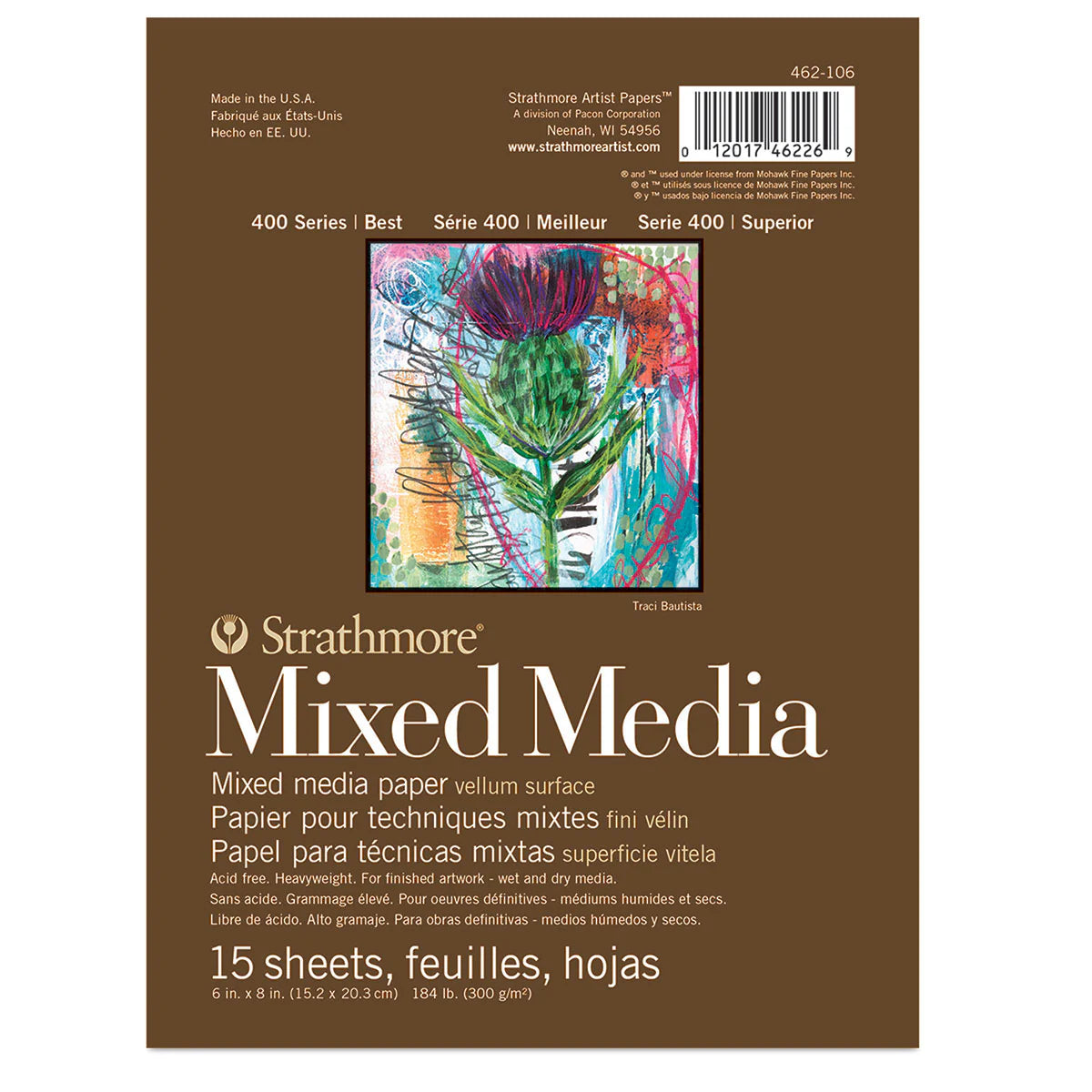 STRATHMORE 400 Mixed Media tömb 300 g/m² 15 x 20 cm - 15 lapos