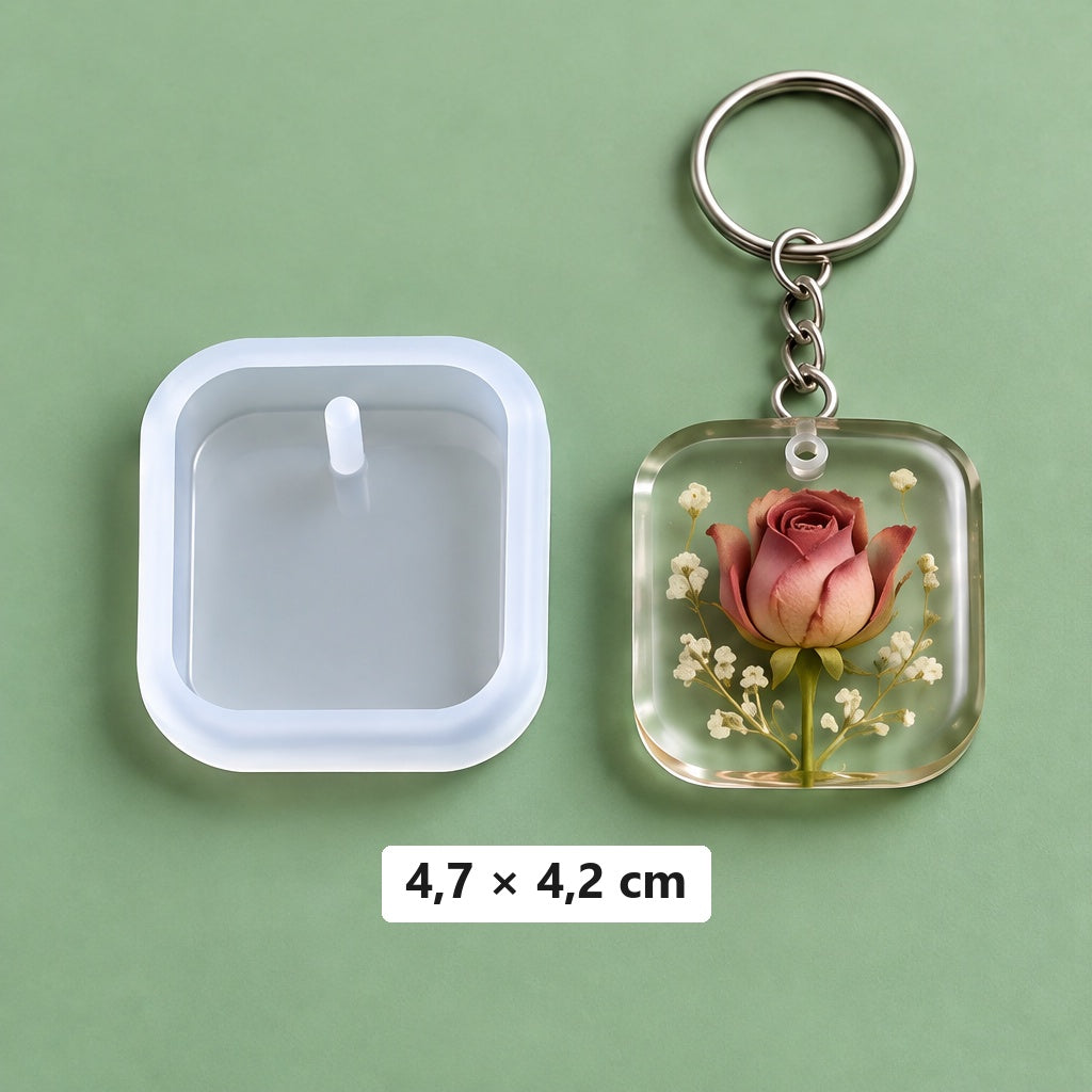 négyzet alakú forma 4,7 × 4,2 cm + 3 kulcstartó karika