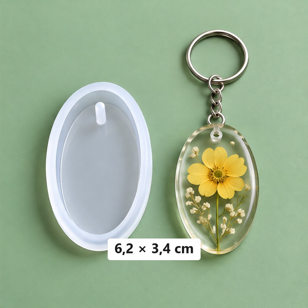 ovális forma 6,2 × 3,4 cm + 3 kulcstartó karika