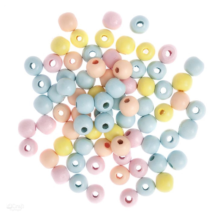 Színes fa gyöngyök 12 mm - 40 g