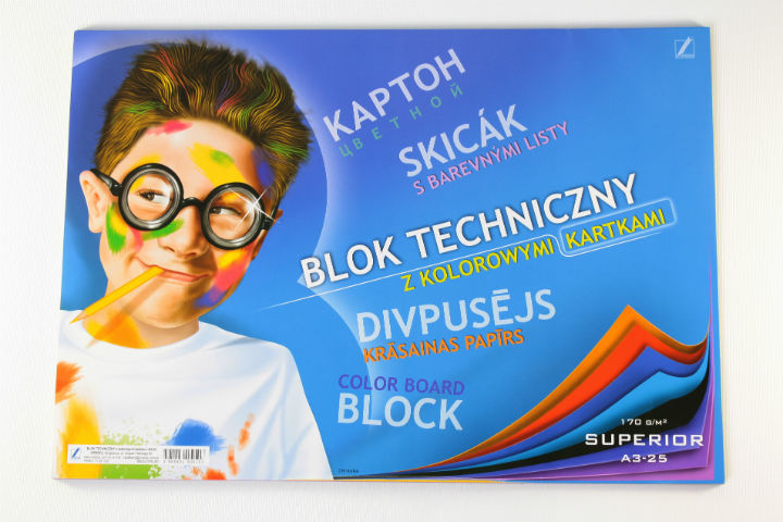 Színes papírblokk SUPERIOR A3 - 25 lap