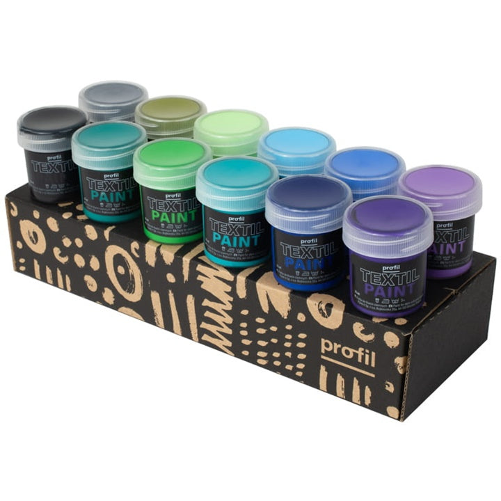 Színkészlet sötét textíliákhoz Profile - hideg árnyalatok 12 x 25 ml