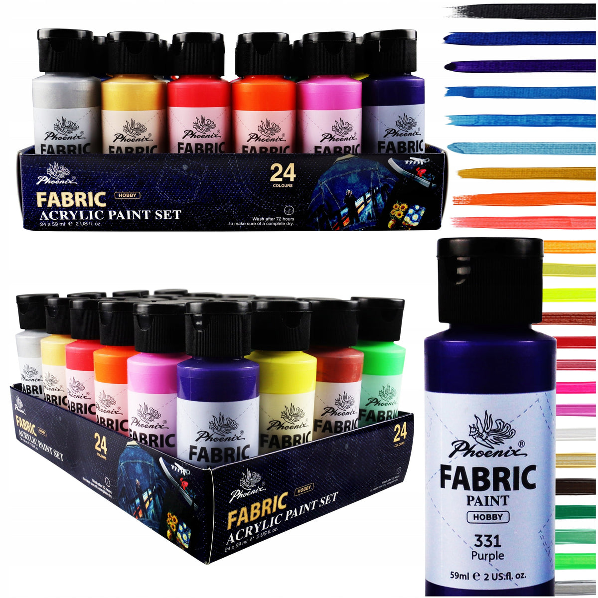 Textilfesték készlet Phoenix 24 x 59 ml