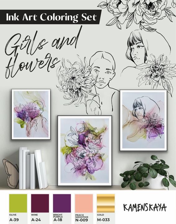 Tintakészlet KAMENSKAYA 'GIRLS AND FLOWERS' (3)