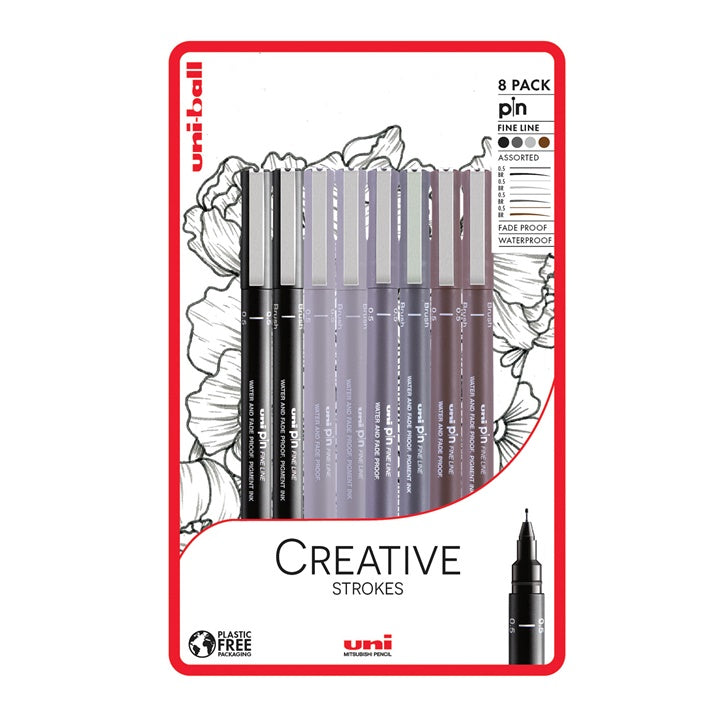 UNI PIN fineliner filctollak készlete Creative Strokes 8 db (1)