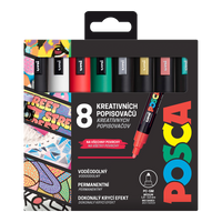 Posca PC-5M CHRISTMAS marker készlet, 1,8 - 2,5 mm, karácsonyi színek - 8 db