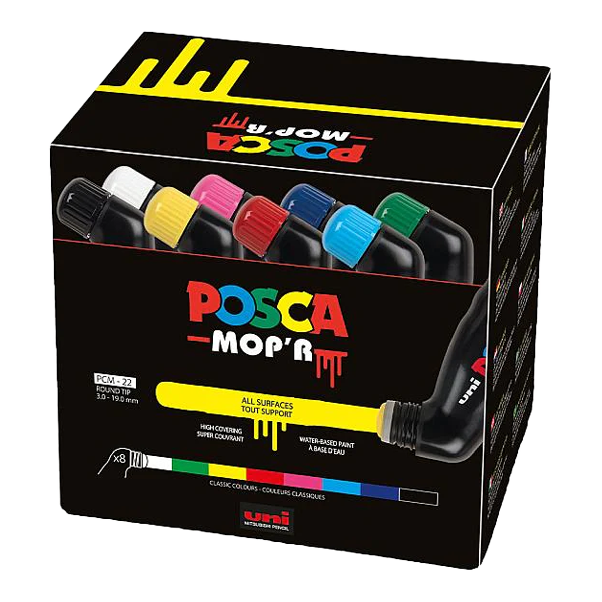 Posca PCM-22 8C MOP´R marker készlet, 3 – 19 mm, vegyes színek (8 db)