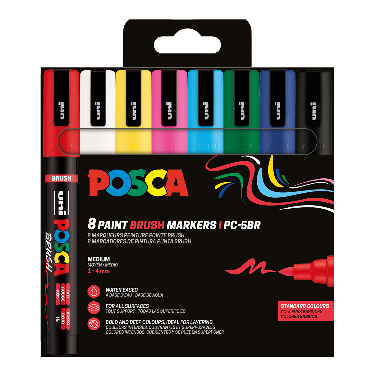 Posca PC-5BR marker készlet, 1 – 4 mm, alapszínek – 8 db
