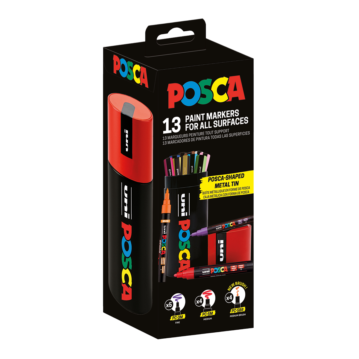 Posca vegyes marker készlet fémdobozban – 13 db (PC-3M, PC-5M, PC-5BR)