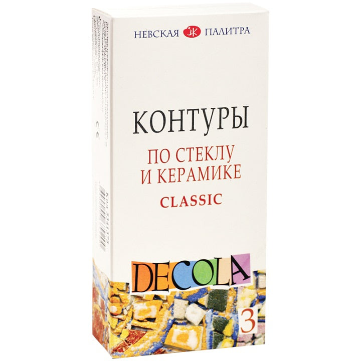 Üveg és kerámia kontúrozó festék szett Decola / 3 x 18 ml