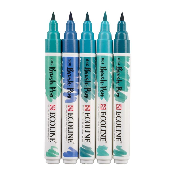 Vízfestéktollak Ecoline Brush Pen Green Blue (3)