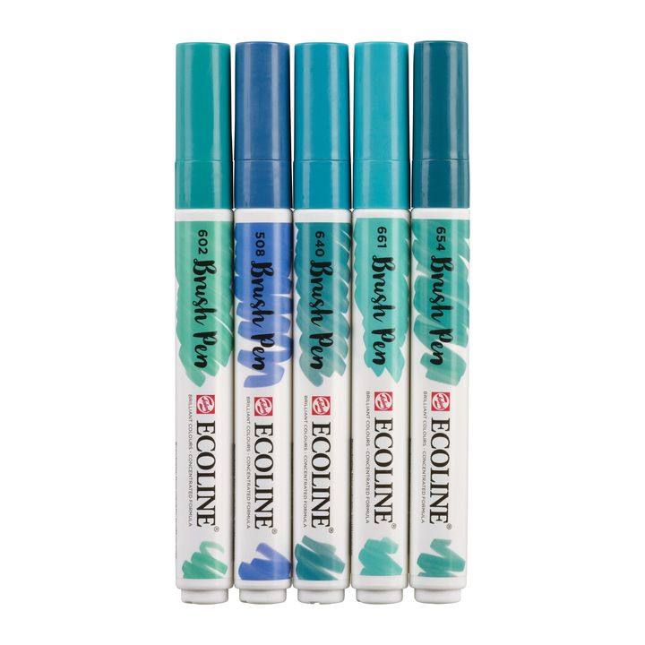 Vízfestéktollak Ecoline Brush Pen Green Blue (5)