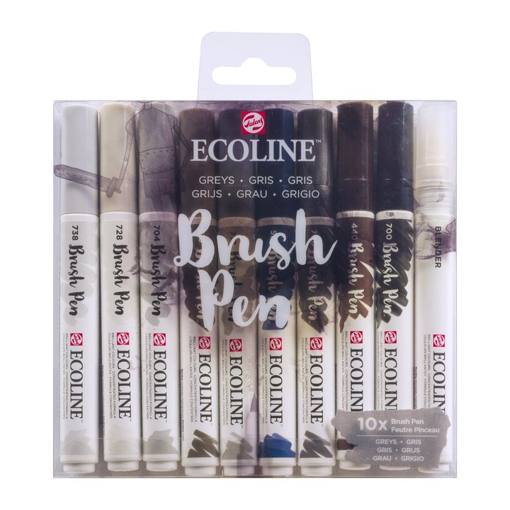 Vízfestéktollak Ecoline Brush Pen Greys (1)