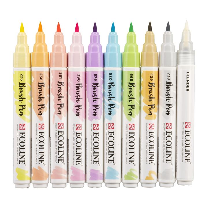 Vízfestéktollak Ecoline Brush Pen Pastel (3)