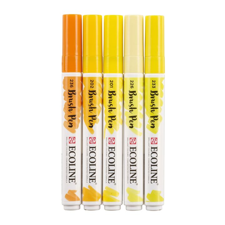 Vízfestéktollak Ecoline Brush Pen Yellow (5)