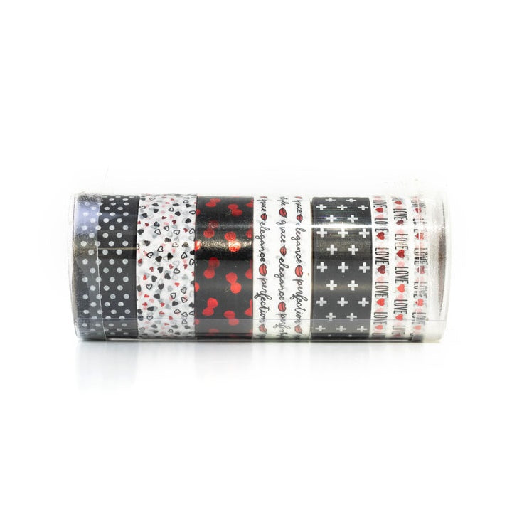 Washi szalag készlet 6 x 2.5 m - fekete