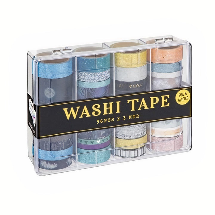 Washi szalagok - készlet 36 x 3 m / sötét árnyalatok