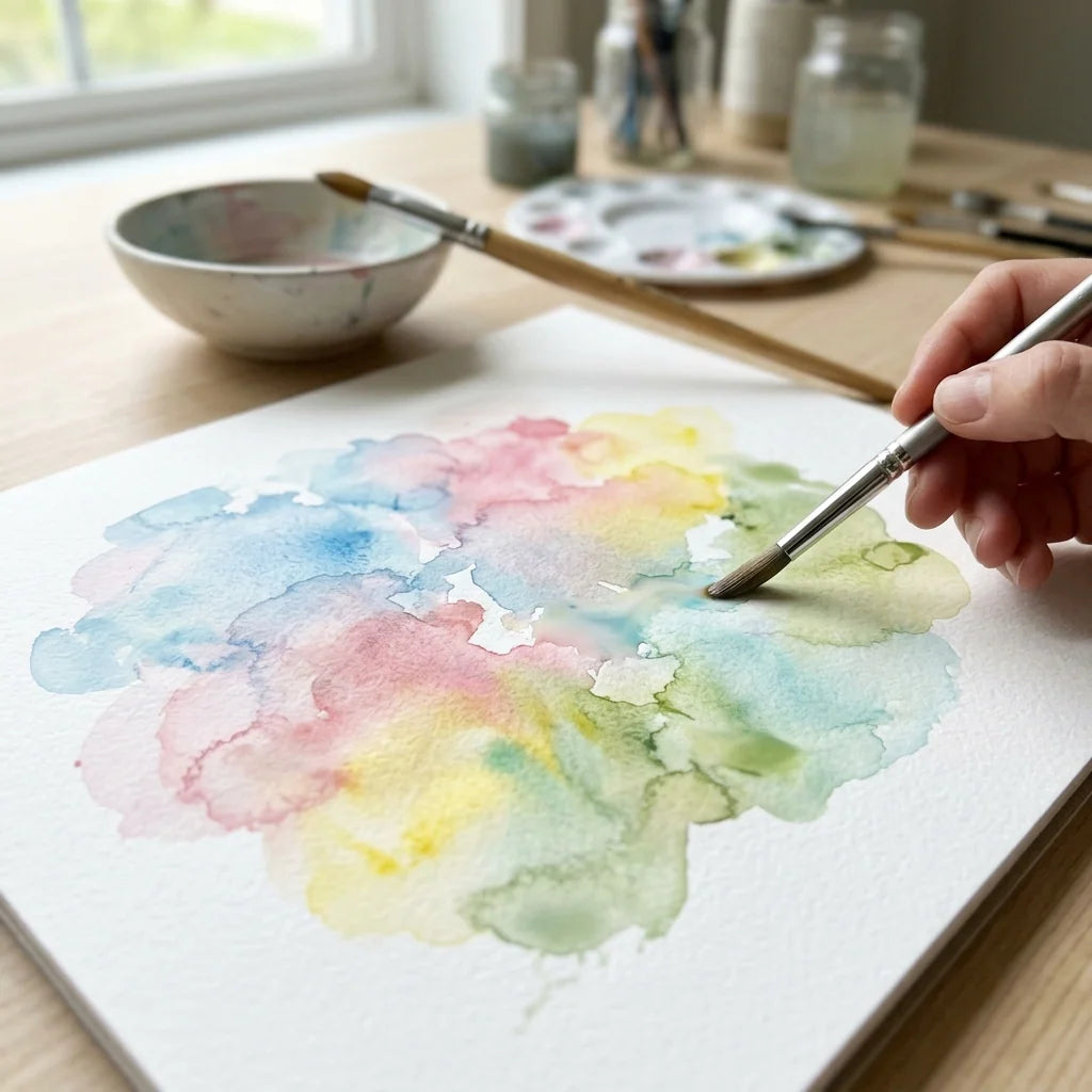 Akvarell hatás vízzel hígított gouache festékkel