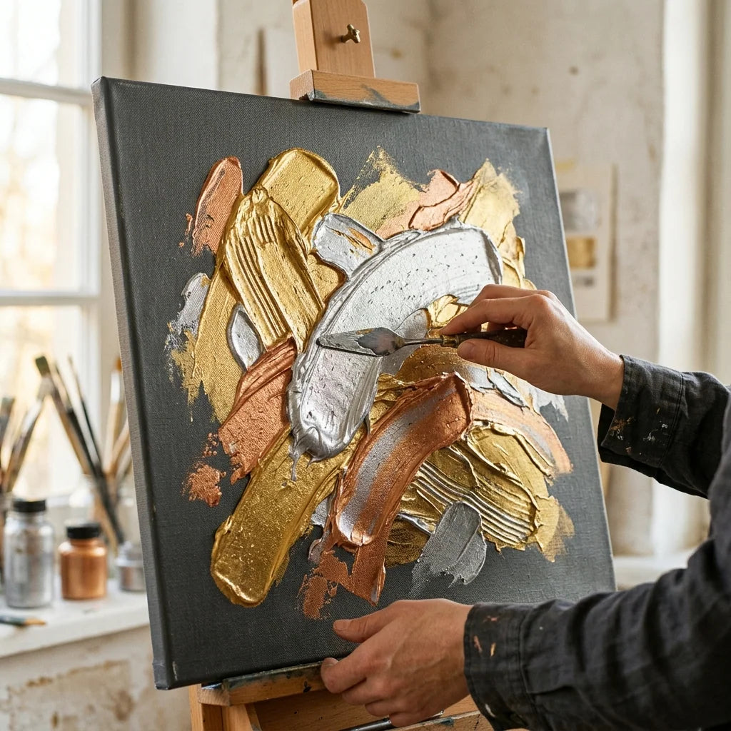 Metál impasto festőkés használatával