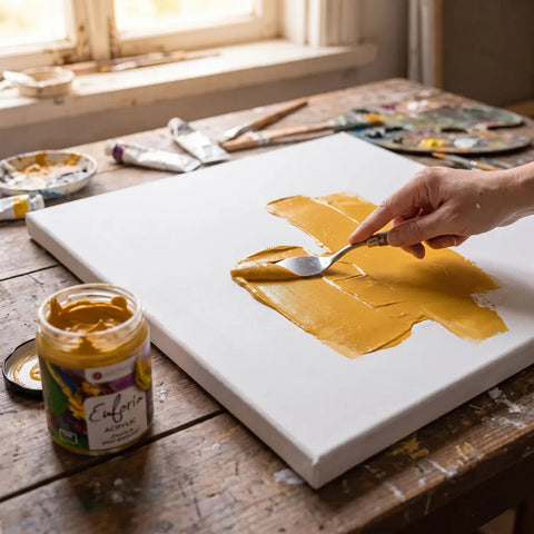 ARTMIE Euforia akril felhordása festőkéssel vászonra — impasto technika