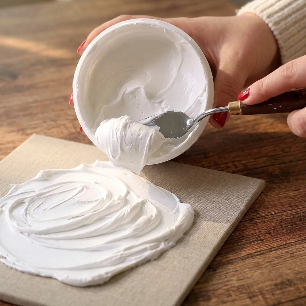 Butter paszta felvitele festőkéssel vászonra