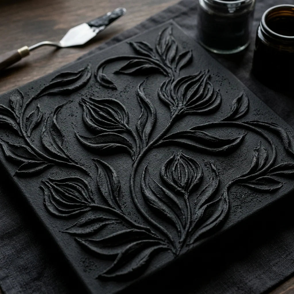 Fekete faragott relief Midnight 3D dombornyomó modellezőpasztából