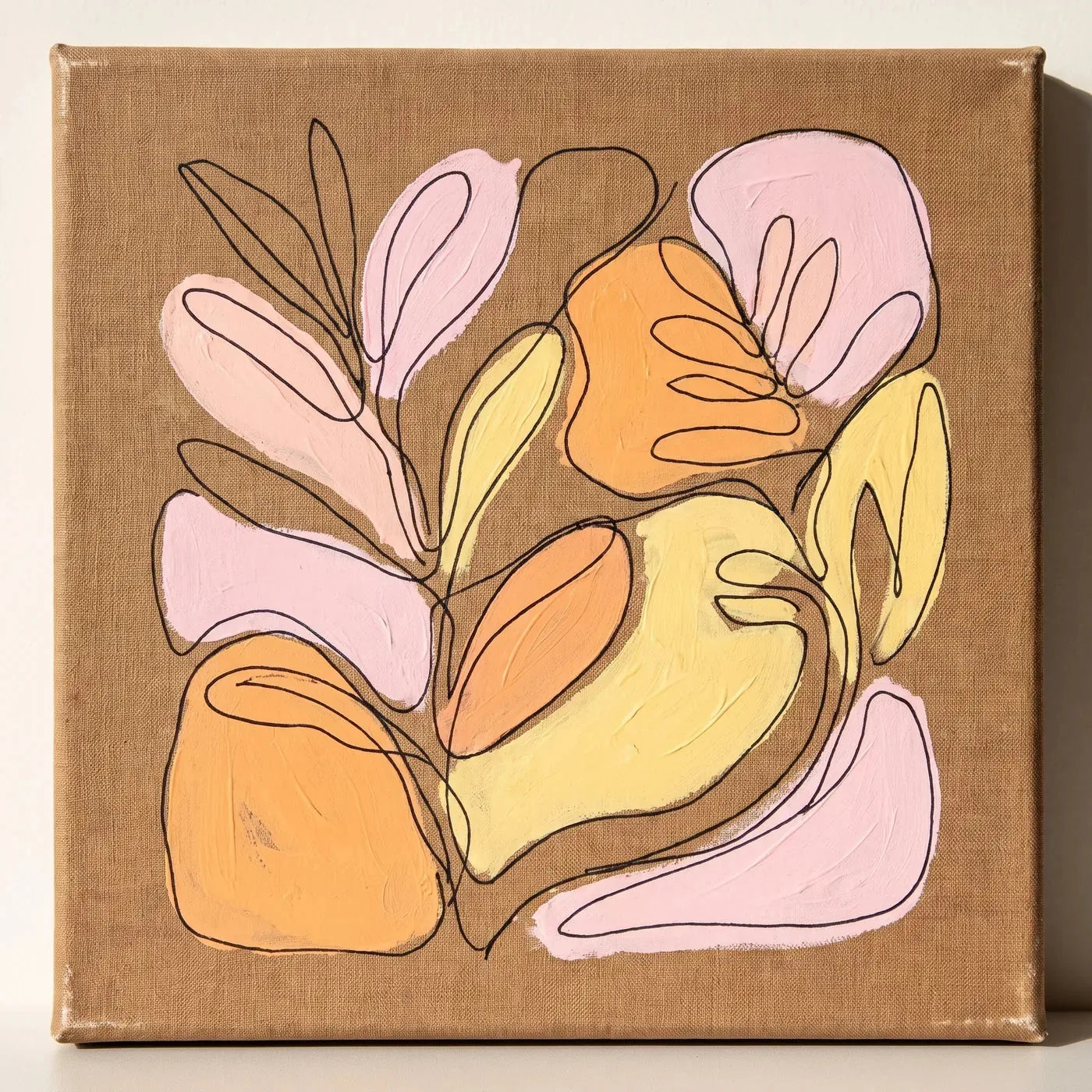 Line art pasztell kitöltésekkel — vegyes technika nyers NATURE ARTMIE vásznon