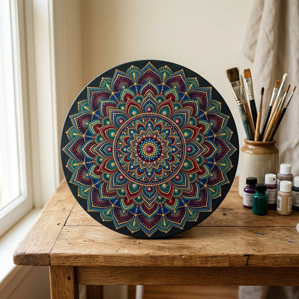 Mandala festve ARTMIE kerek festővászonra