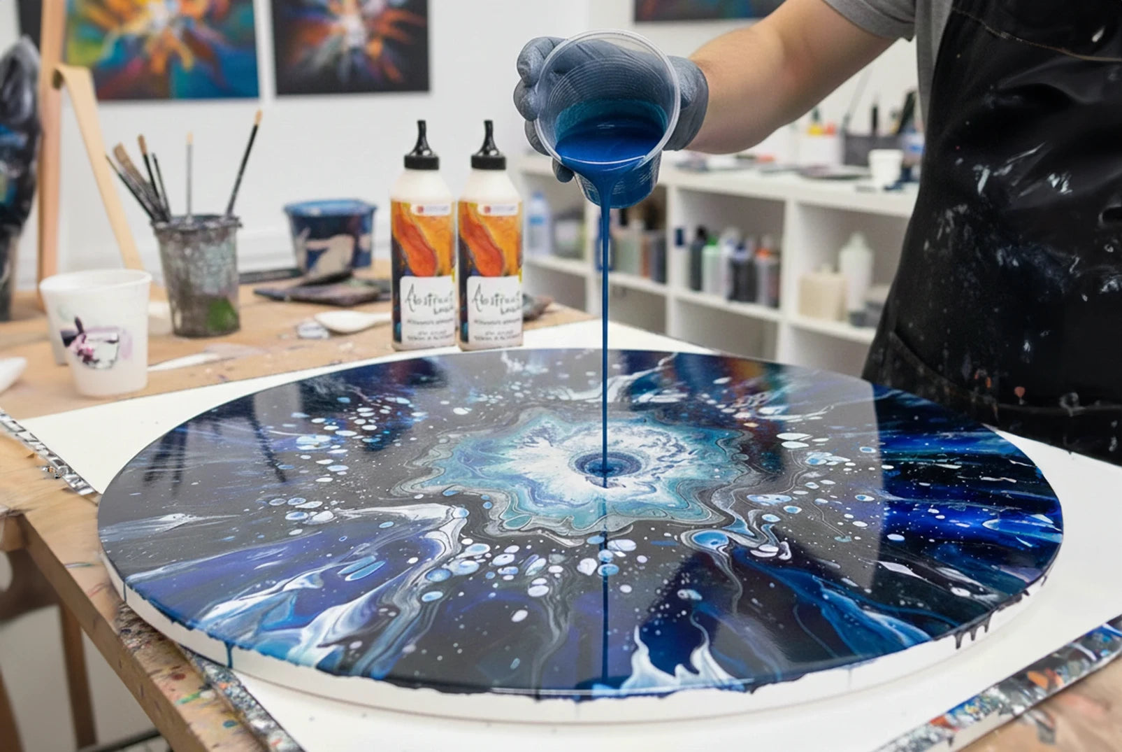 Pouring technika ARTMIE kerek festővásznon