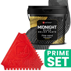 ARTMIE Midnight Black Relief Paste készlet művészeti fésűvel